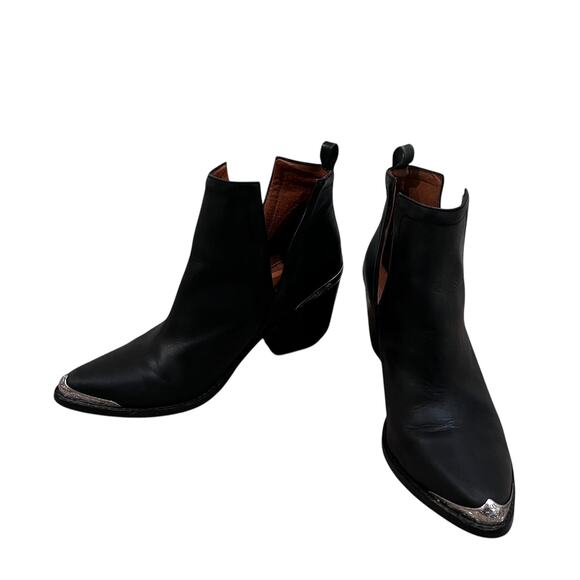 Jeffrey Campbell Cromwell Cutout Western Boots Womens Size 8.5 Black Metal Toe